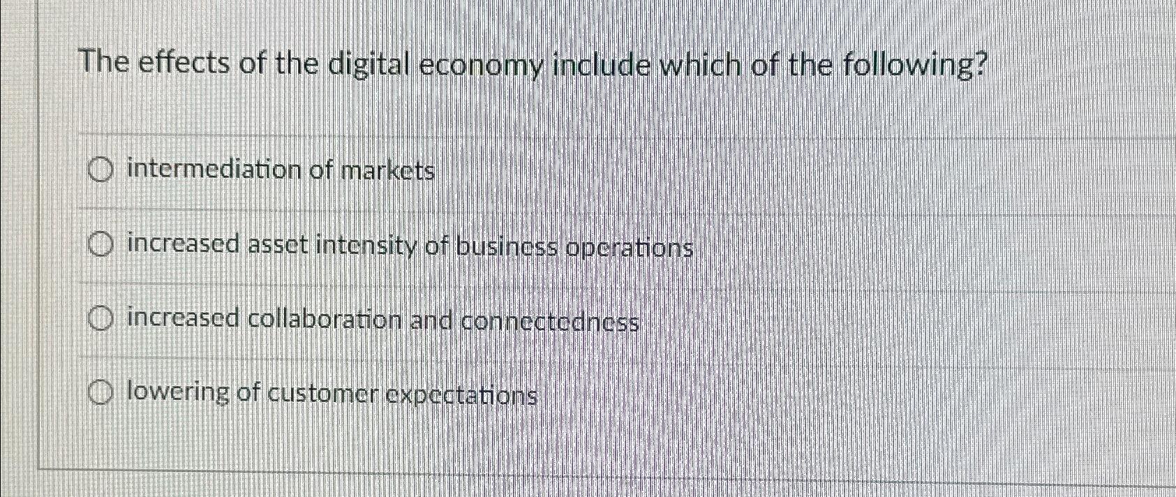 Solved The effects of the digital economy include which of | Chegg.com