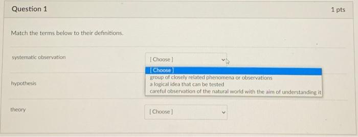 Solved Question 1 1 pts Match the terms below to their | Chegg.com