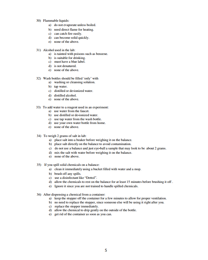 Solved 30) Flammable liquids a) do not evaporate unless