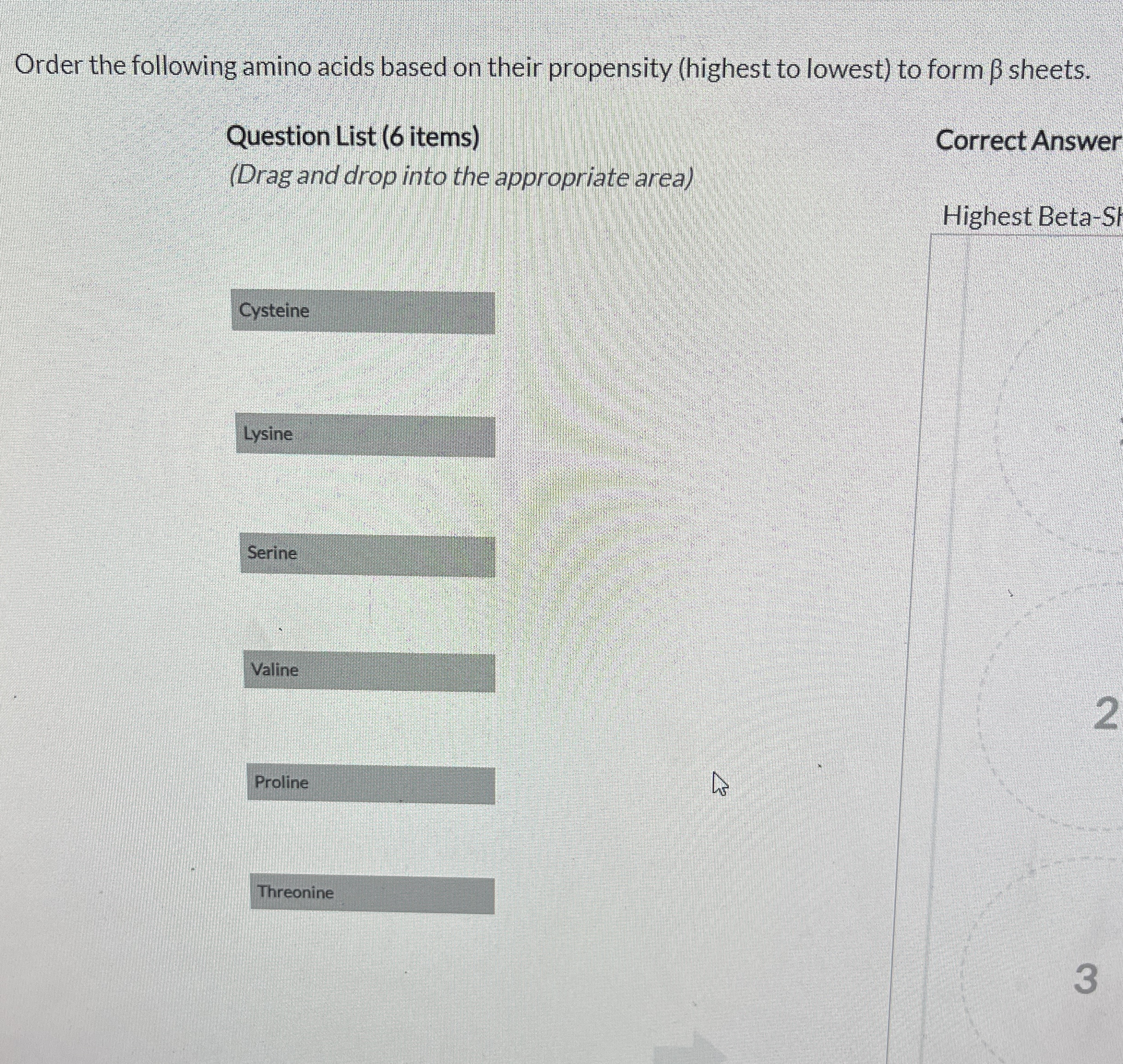 Solved Order The Following Amino Acids Based On Their Pro