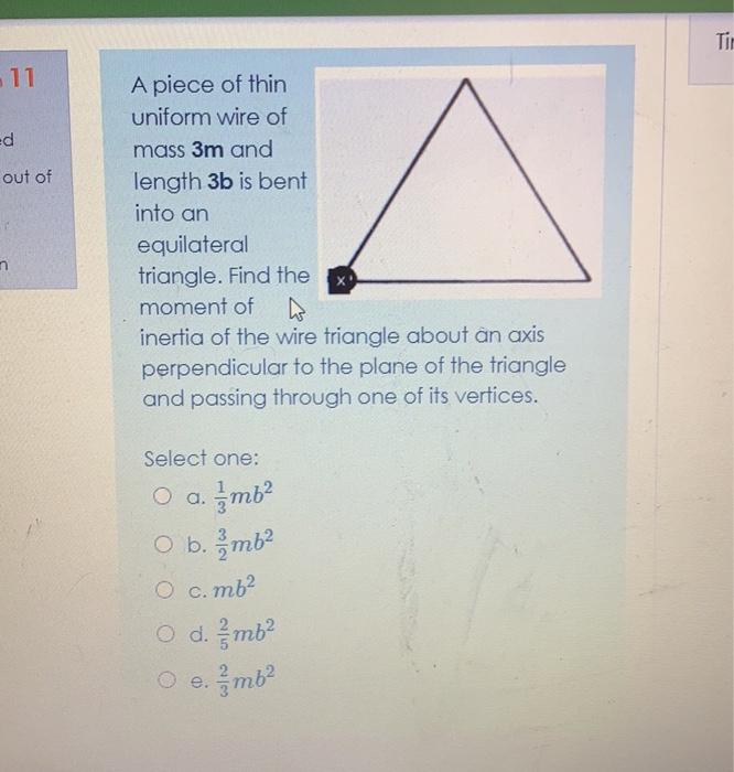 Solved Tir 11 Ed A Piece Of Thin Uniform Wire Of Mass 3 Chegg Com