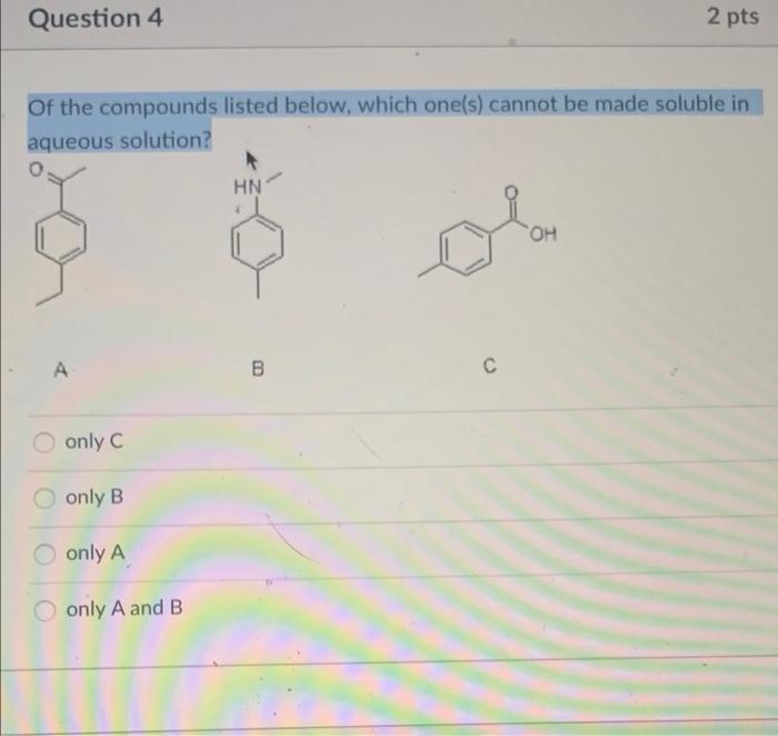 Solved Question 4 2 pts Of the compounds listed below, which | Chegg.com