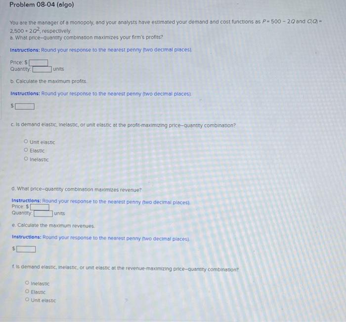 Solved Problem 08-04 (algo) You are the manager of a | Chegg.com