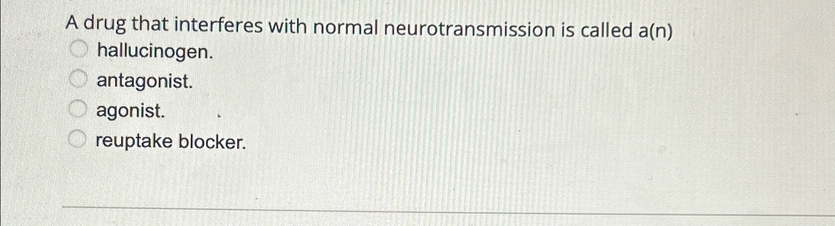 Solved A drug that interferes with normal neurotransmission | Chegg.com