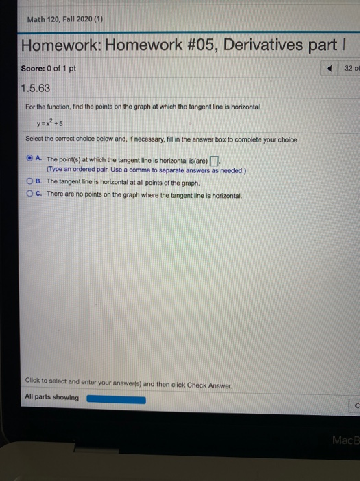 Solved Math 120, Fall 2020 (1) Homework: Homework #05, | Chegg.com