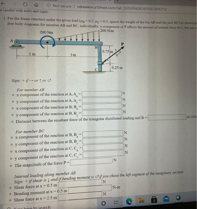 0 Nm Given Load Hb 0 2 C 0 3 Ignore The Weig Chegg Com