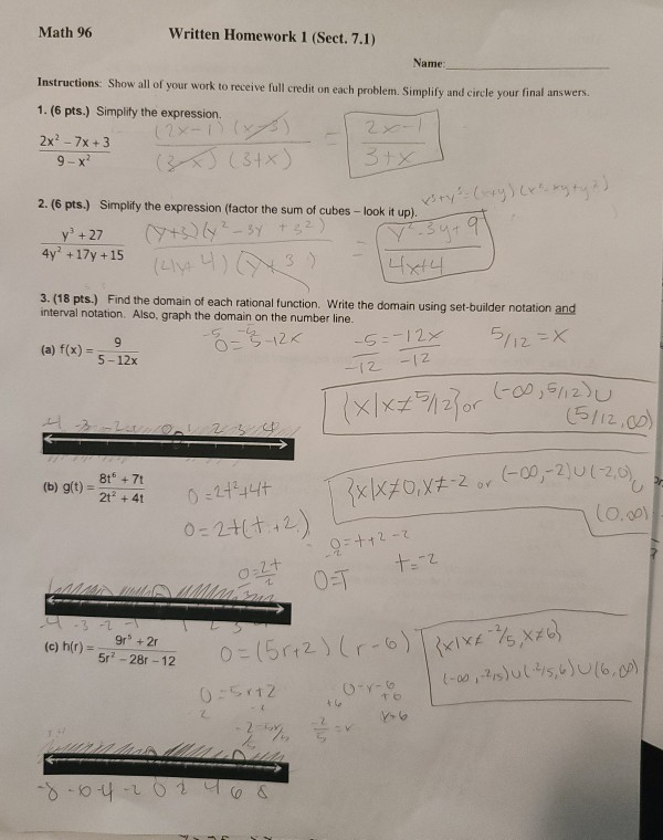 Math Answer 96 Question Solved Math 96 Written Homework 1 (Sect. 7.1) Name | Chegg.com