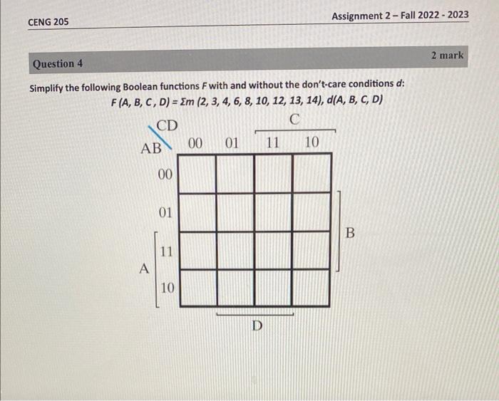 Solved Simplify The Following Boolean Functions F With And | Chegg.com