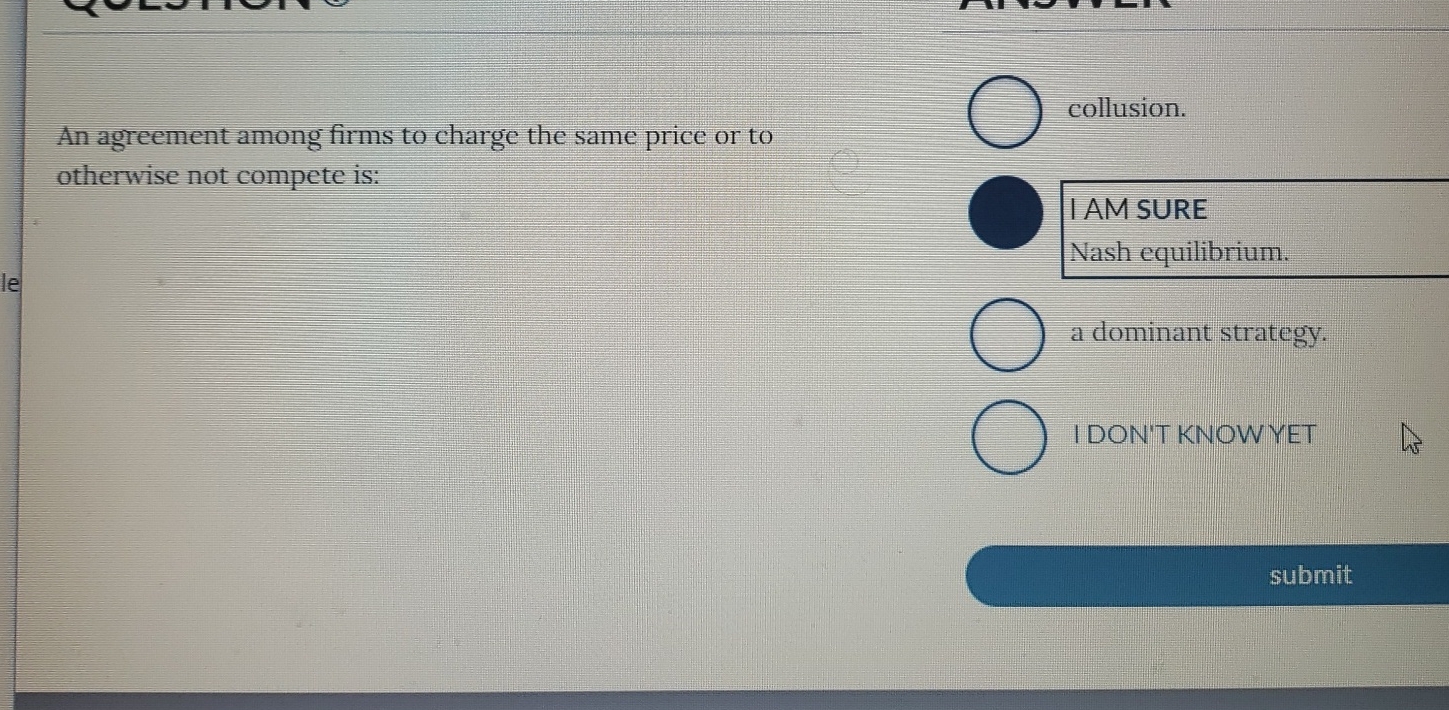 Solved An agreement among firms to charge the same price or | Chegg.com