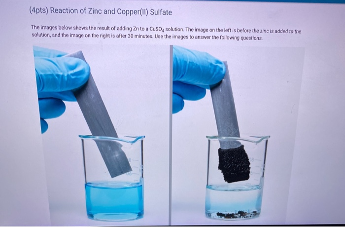 Solved 4pts Reaction Of Zinc And Copper Ii Sulfate The Chegg Com