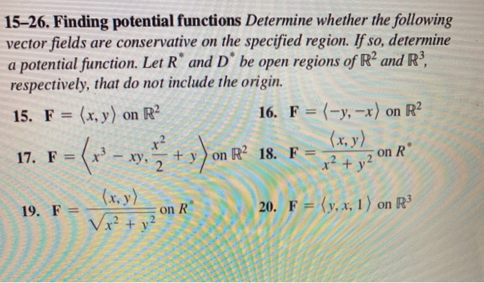 Solved 15–26. Finding Potential Functions Determine Whether | Chegg.com