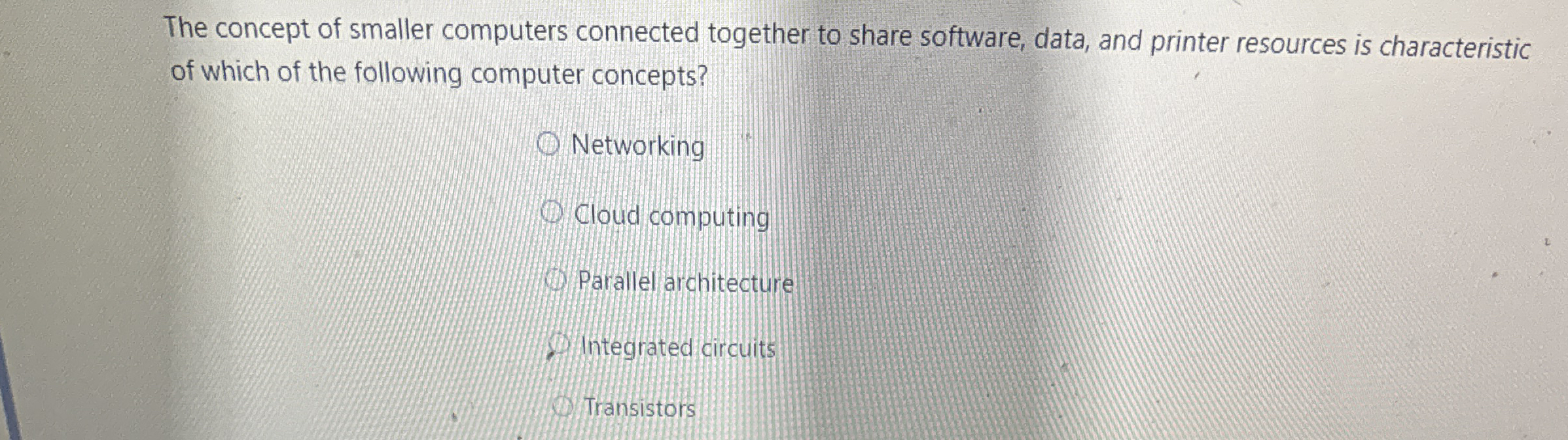 Solved The concept of smaller computers connected together | Chegg.com