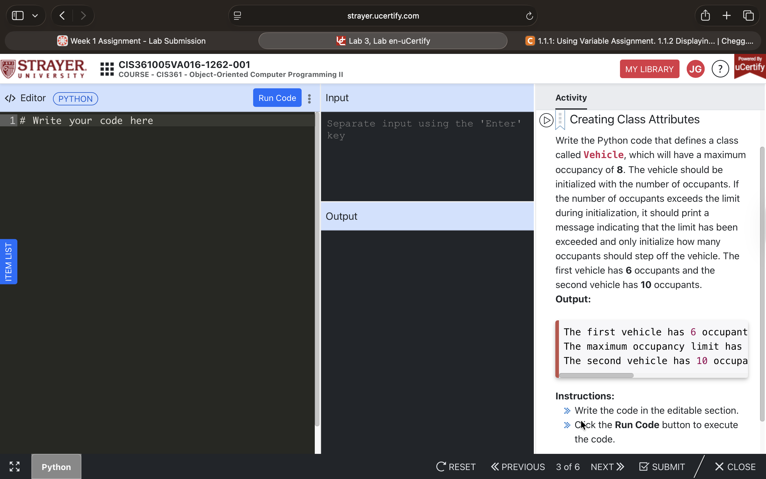 Solved ActivityCreating Class AttributesWrite the Python | Chegg.com