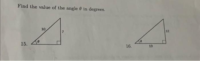 Solved Find the value of the angle in degrees. 10 15. [ 16. | Chegg.com