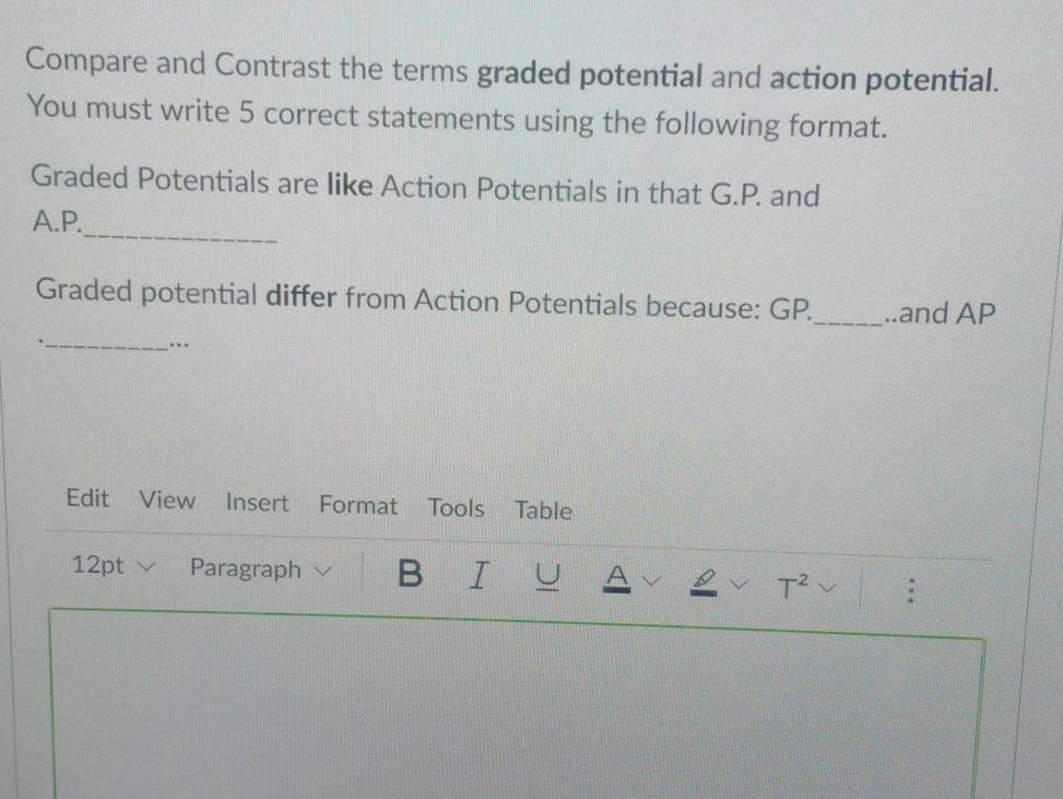 Solved Compare and Contrast the terms graded potential and | Chegg.com