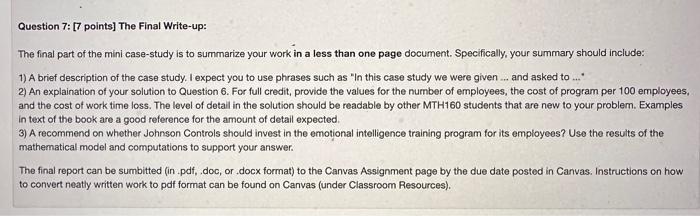 Solved Question 7: [7 points] The Final Write-up: The final | Chegg.com