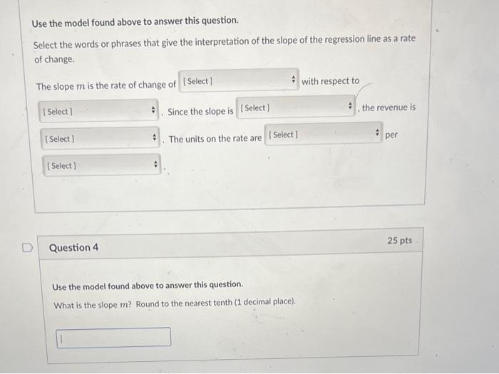 Use the model found above to answer this question. | Chegg.com