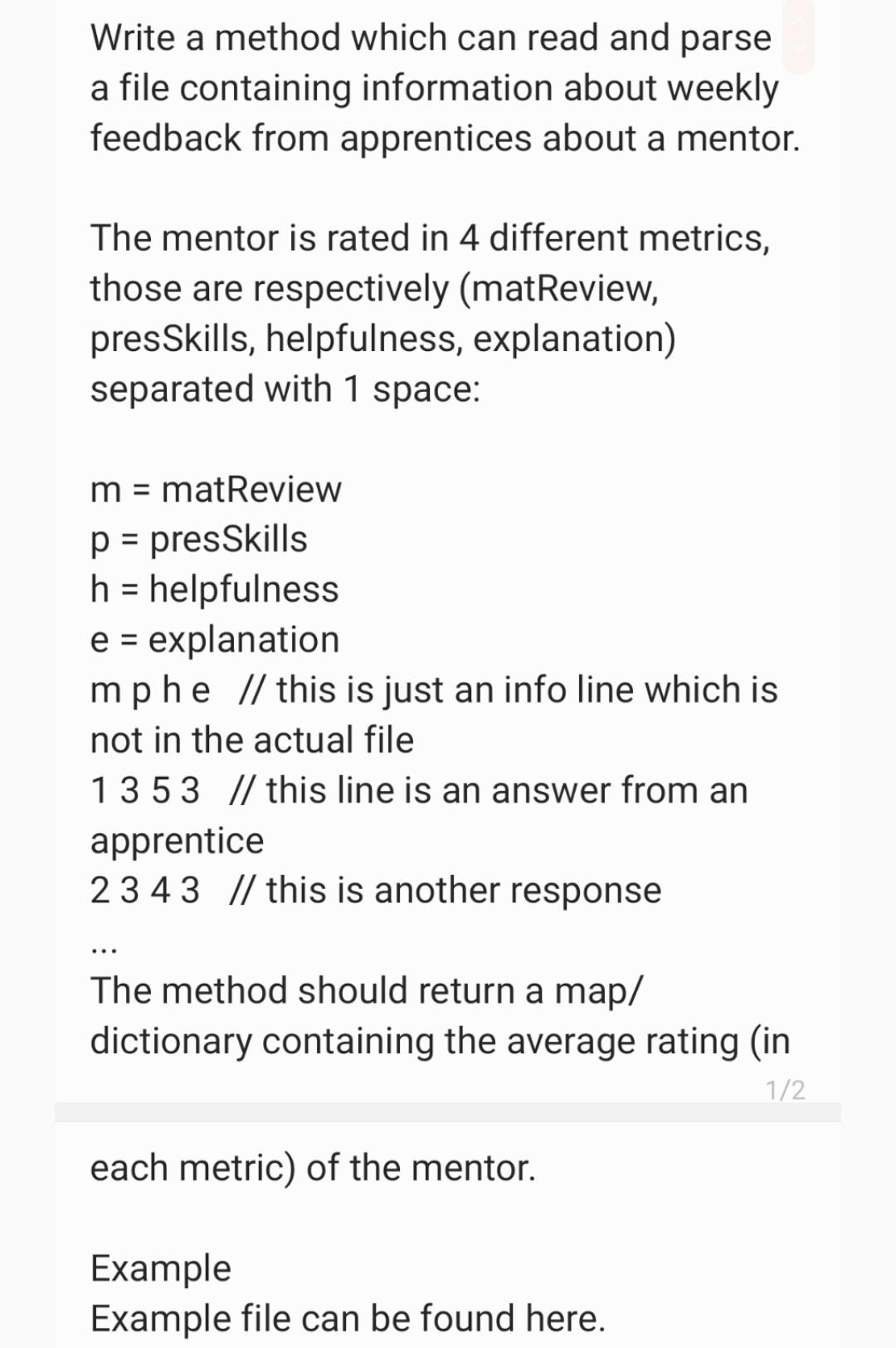 Solved Write a method which can read and parse a file | Chegg.com