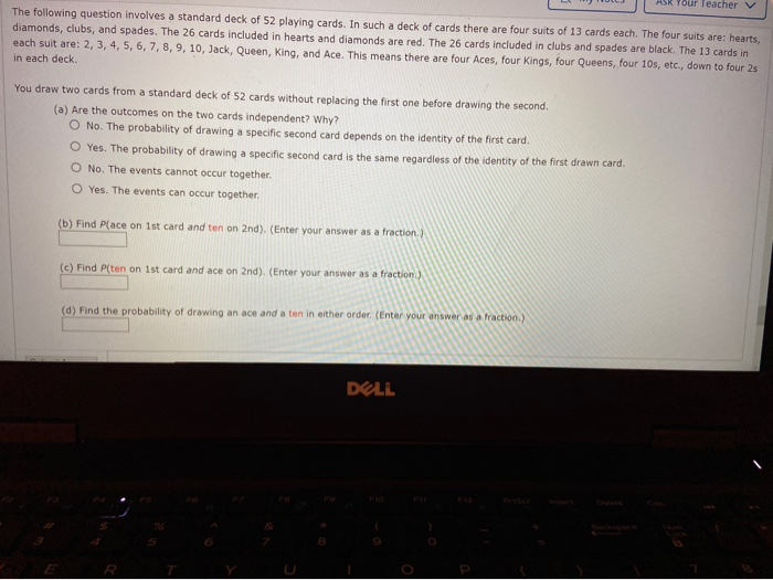 Solved The following question involves a standard deck of 52