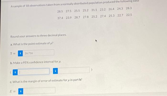 Solved A sample of 18 observations taken from a normally | Chegg.com
