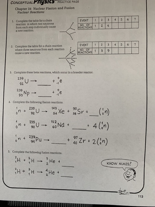 Conceptual P Practice Page Chapter 34 Nuclear Fission Chegg Com