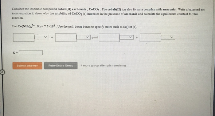 Solved Consider The Insoluble Compound Cobalt(IT) Carbonate, | Chegg.com