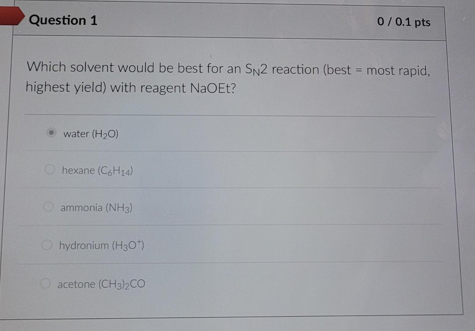 Solved Which solvent would be best for an SN2 reaction (best
