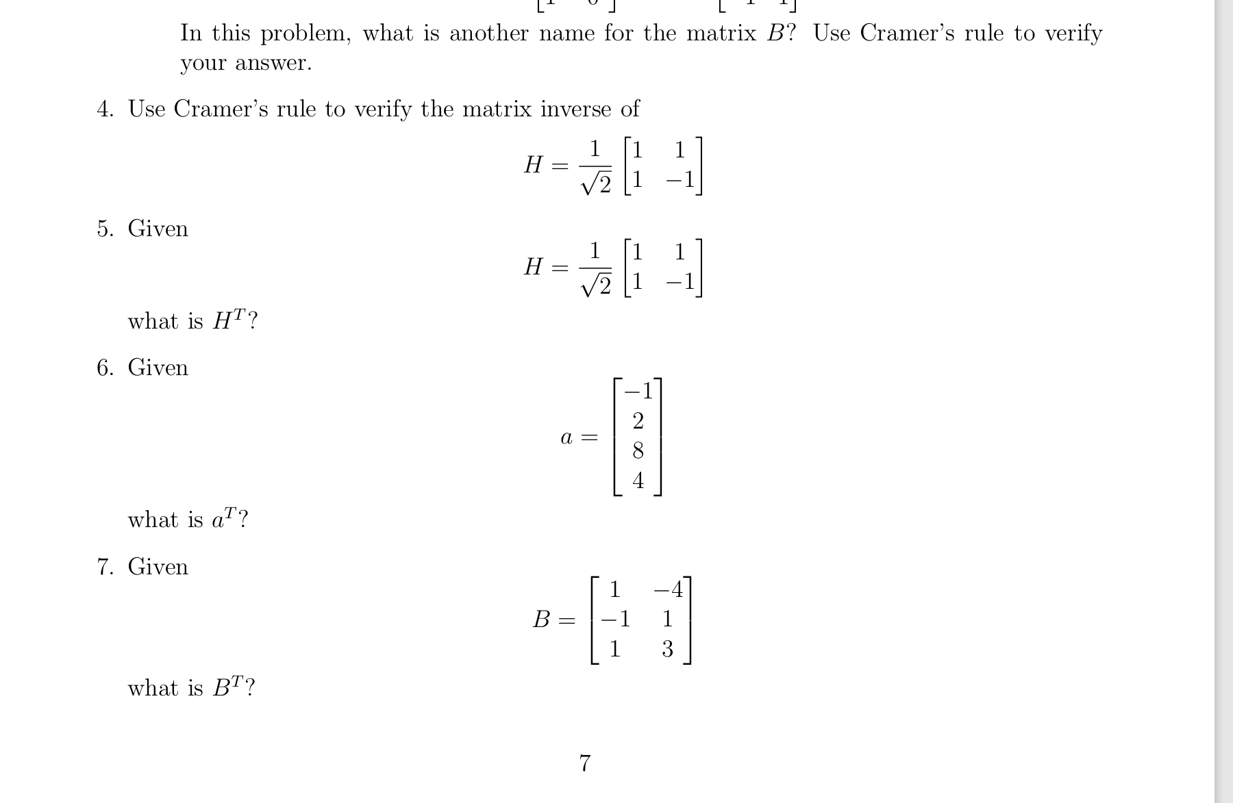 Solved In this problem, what is another name for the matrix | Chegg.com