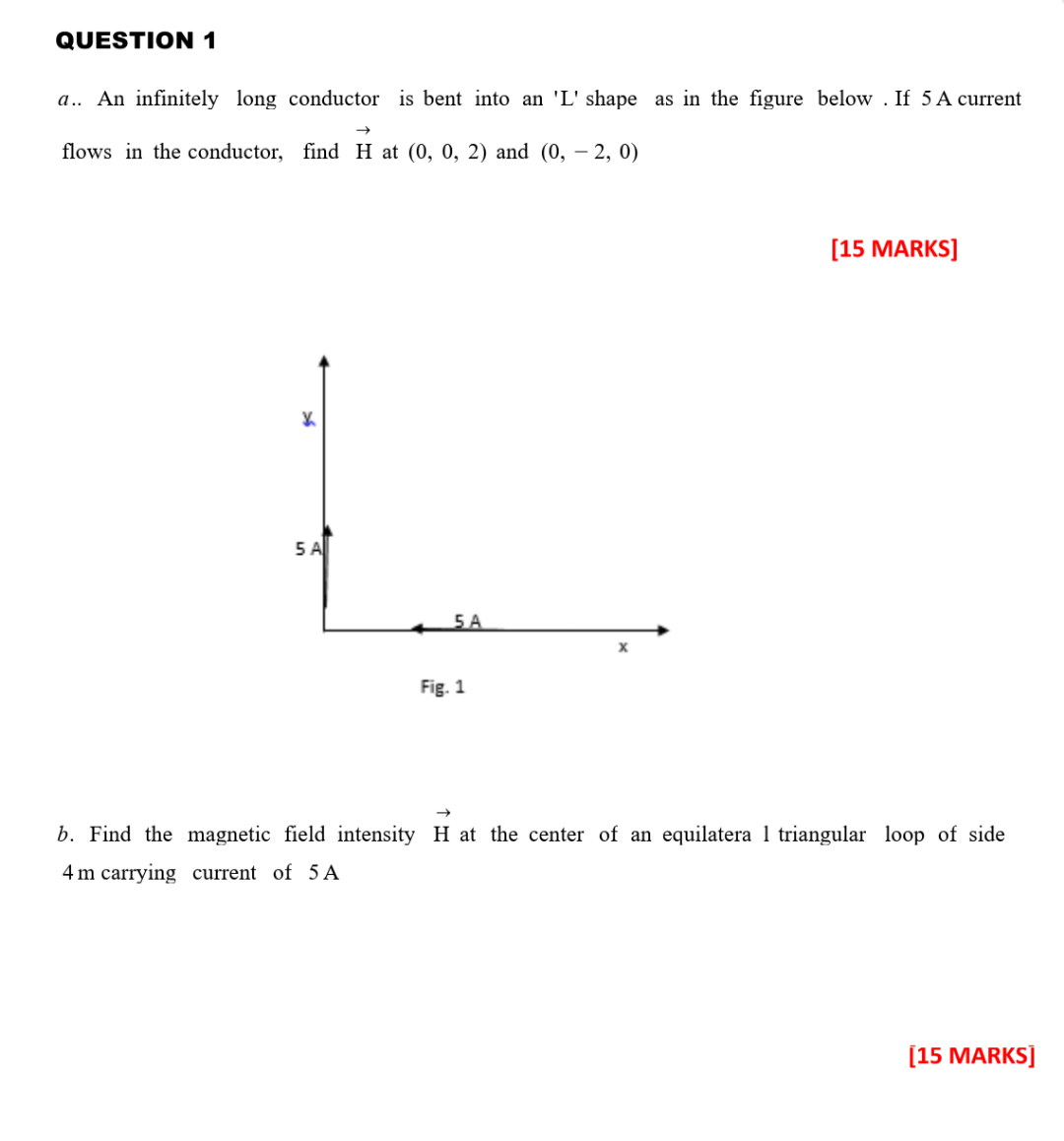 Solved Question 1 A An Infinitely Long Conductor Is Bent 4746