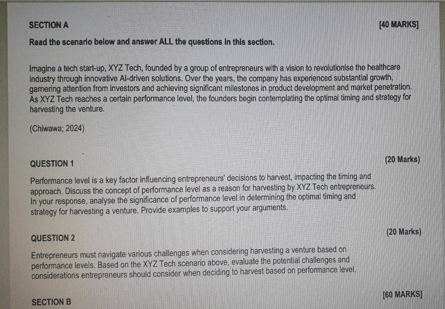 Solved SECTION A[40 ﻿MARKS]Read the scenario below and | Chegg.com