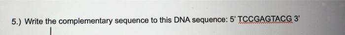 Solved 5.) Write the complementary sequence to this DNA | Chegg.com