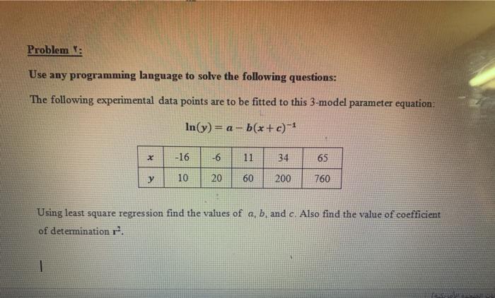 Solved Problem: Use any programming language to solve the | Chegg.com