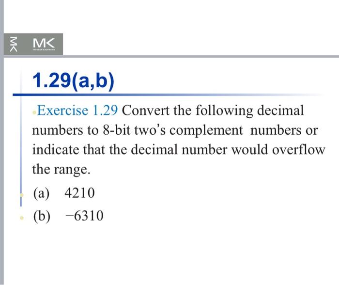 Solved Exercise 1.29 Convert The Following Decimal Numbers | Chegg.com