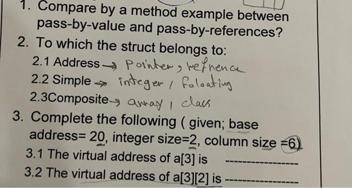 Solved 1. Compare by a method example between pass-by-value | Chegg.com