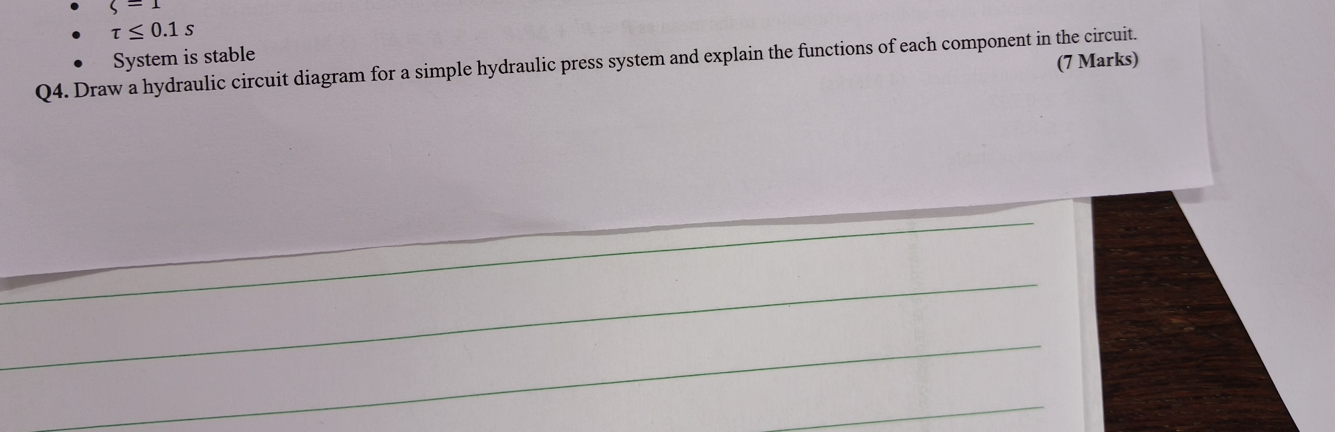 .Q4. ﻿Draw a hydraulic circuit diagram for a simple
