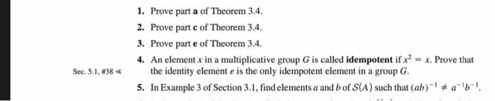 Solved 1. Prove Part A Of Theorem 3.4 . 2. Prove Part C Of | Chegg.com