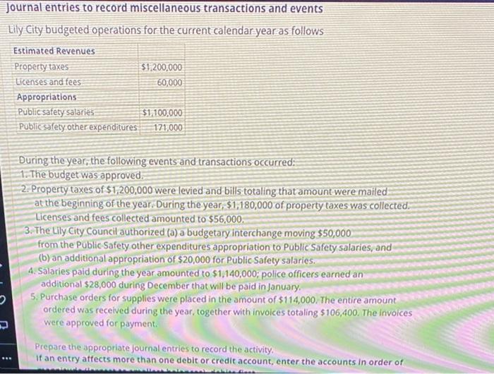 Solved Journal entries to record miscellaneous transactions | Chegg.com