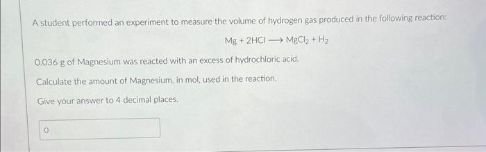 Solved A student performed an experiment to measure the | Chegg.com