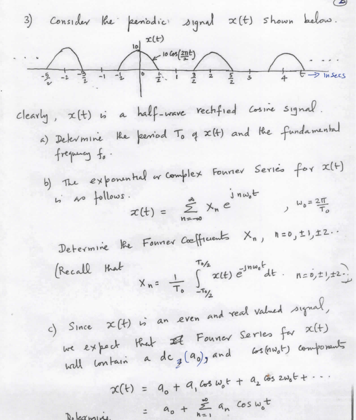 Solved Consider the periodic signal x(t) shown | Chegg.com