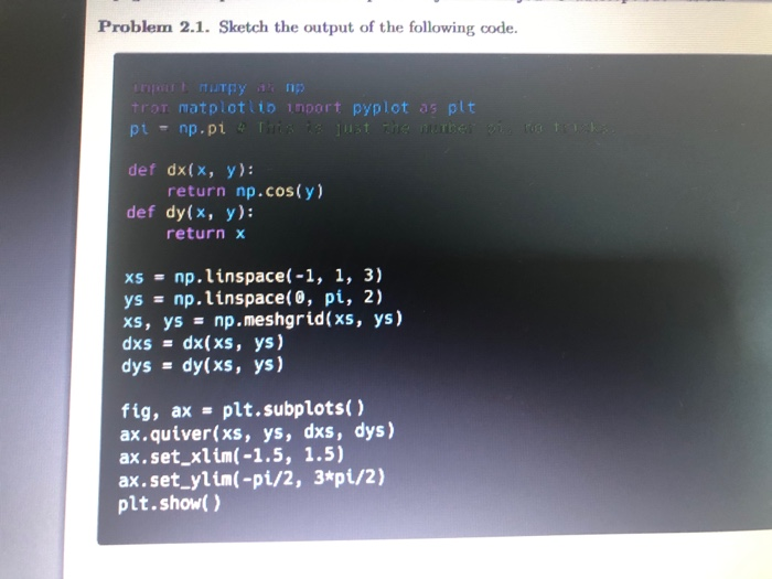 Solved Problem 2.1. Sketch the output of the following code. | Chegg.com