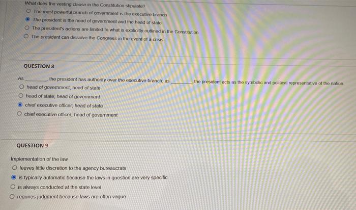 What does the vesting clause in the Constitution