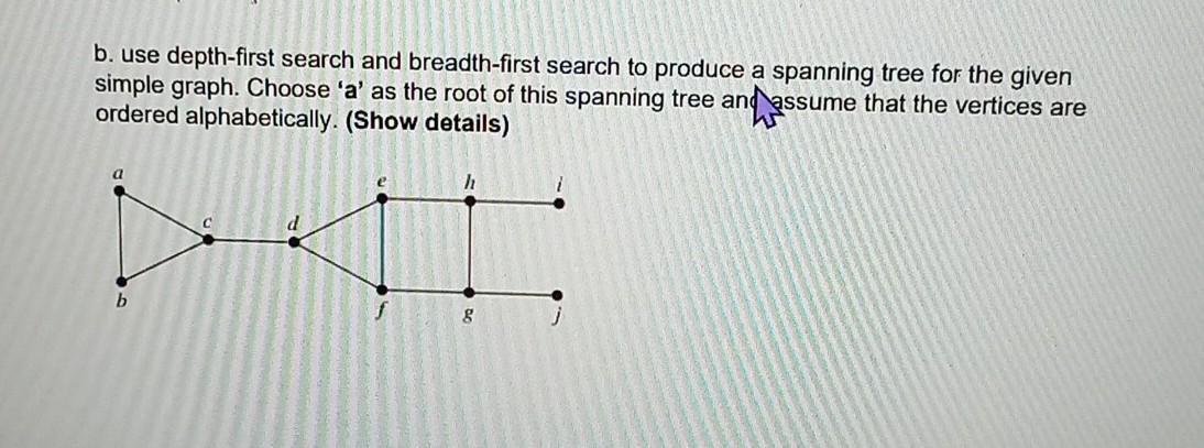 Use depth-first search to produce a spanning tree for the given