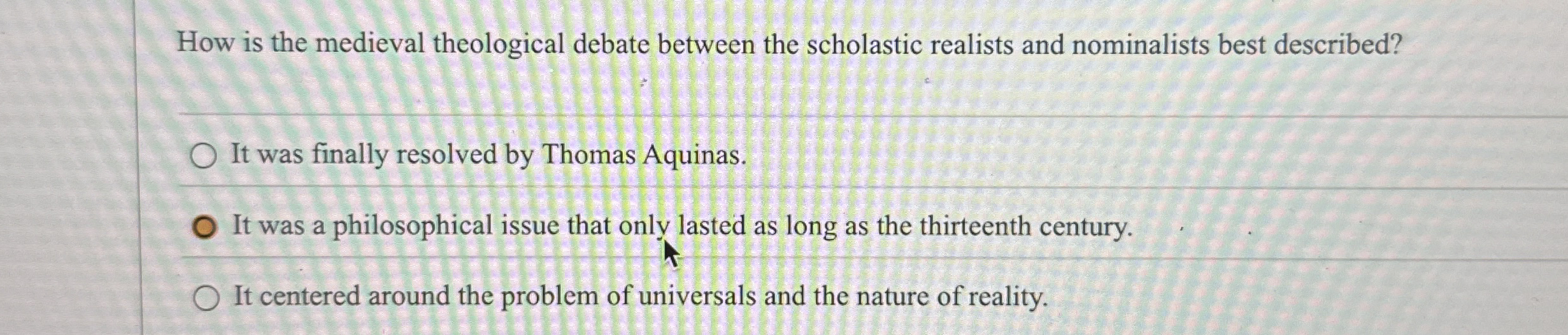 Solved How is the medieval theological debate between the | Chegg.com