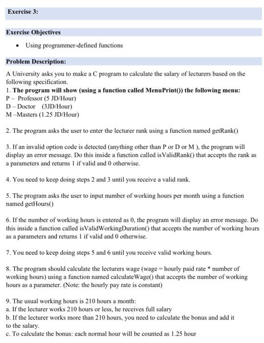 Solved Exercise 3: Exercise Objectives • Using | Chegg.com
