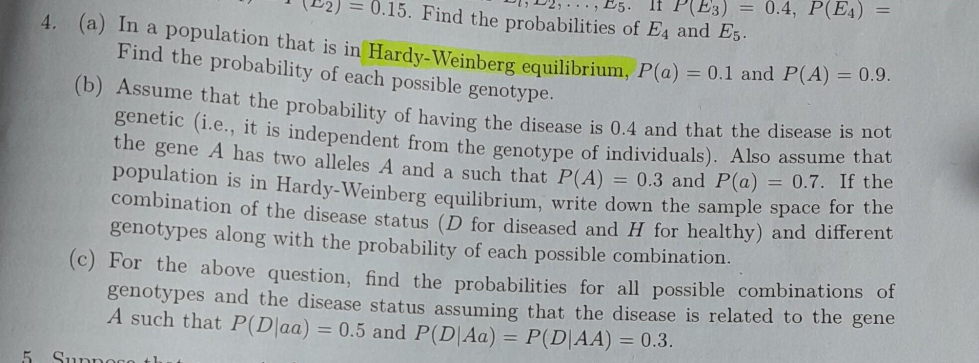 Solved -15. Find the probabilities of E4 and E5. Find the | Chegg.com