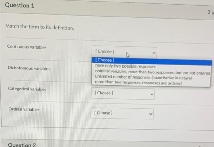 Solved Question 1 2p Match the term to its definition | Chegg.com