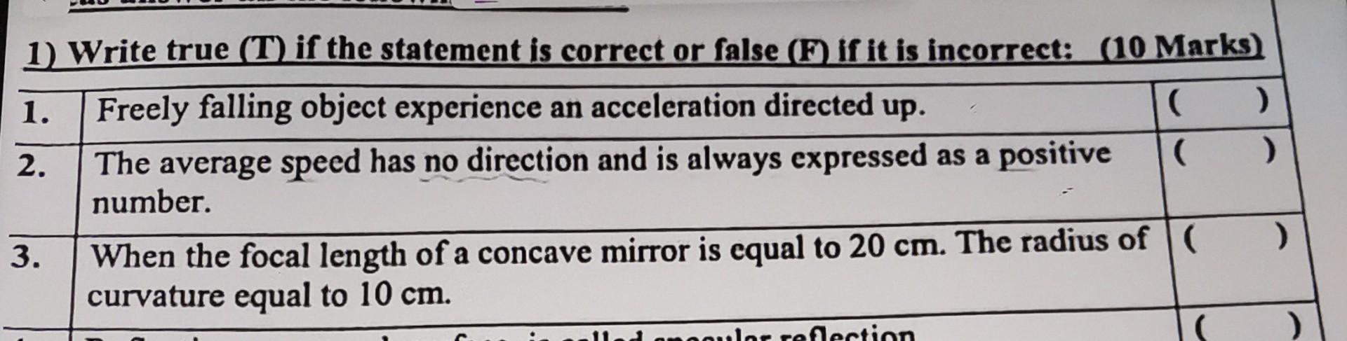 Solved 1) Write true (T) if the statement is correct or | Chegg.com