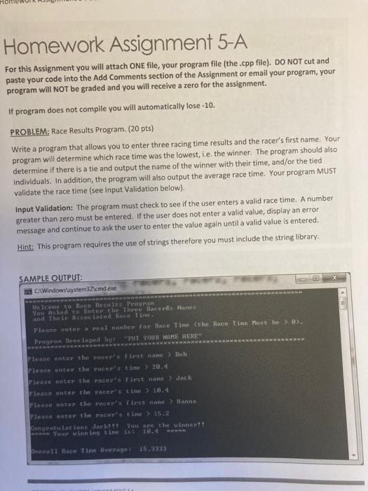 Solved Homework Assignment 5-A For this Assignment you will | Chegg.com