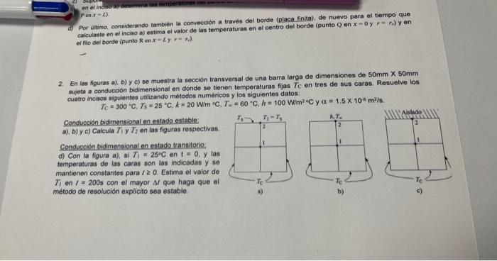 d) Por umimo, considerando también la convección a traves del borde (place finita), de nuevo para el tiempo que calculaste en