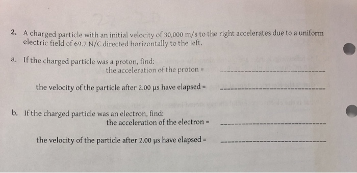 Solved 2. A charged particle with an initial velocity of | Chegg.com